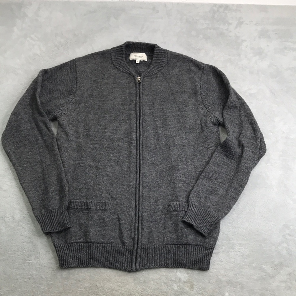 Frank & Oak Men's Full Zip Wool Blend Gray Cardigan Size L